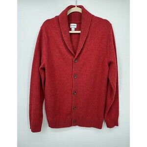 Old Navy Mens Chunky Shawl Cardigan Sweater Wool Blend Sz M Red Grandpacore Dad